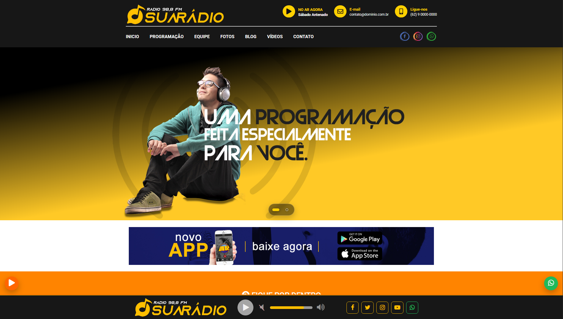 Modelo Rádio Online em PHP 100% Responsiva