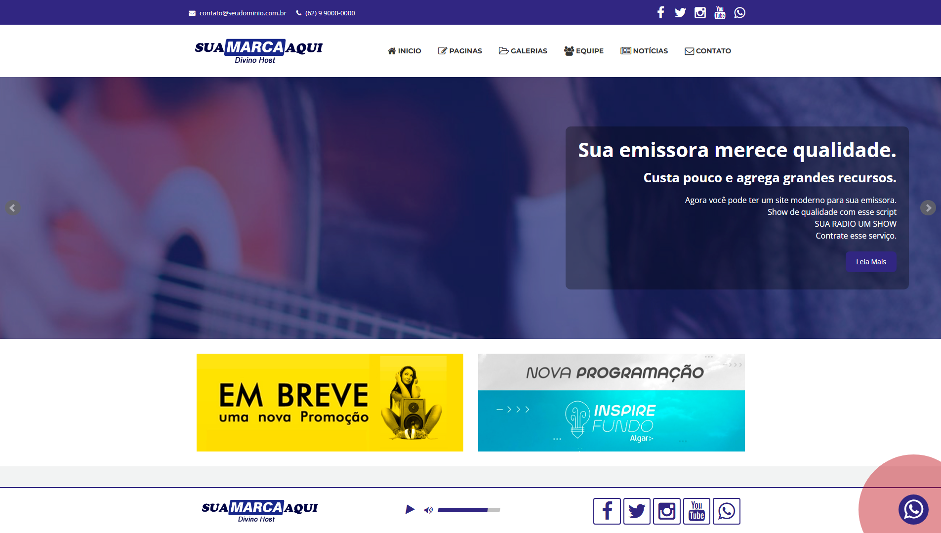 Modelo Web Rádio CMS Gerenciável